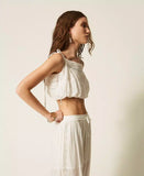 Top cropped in mussola con pizzo | TWINSET - PMC Portici