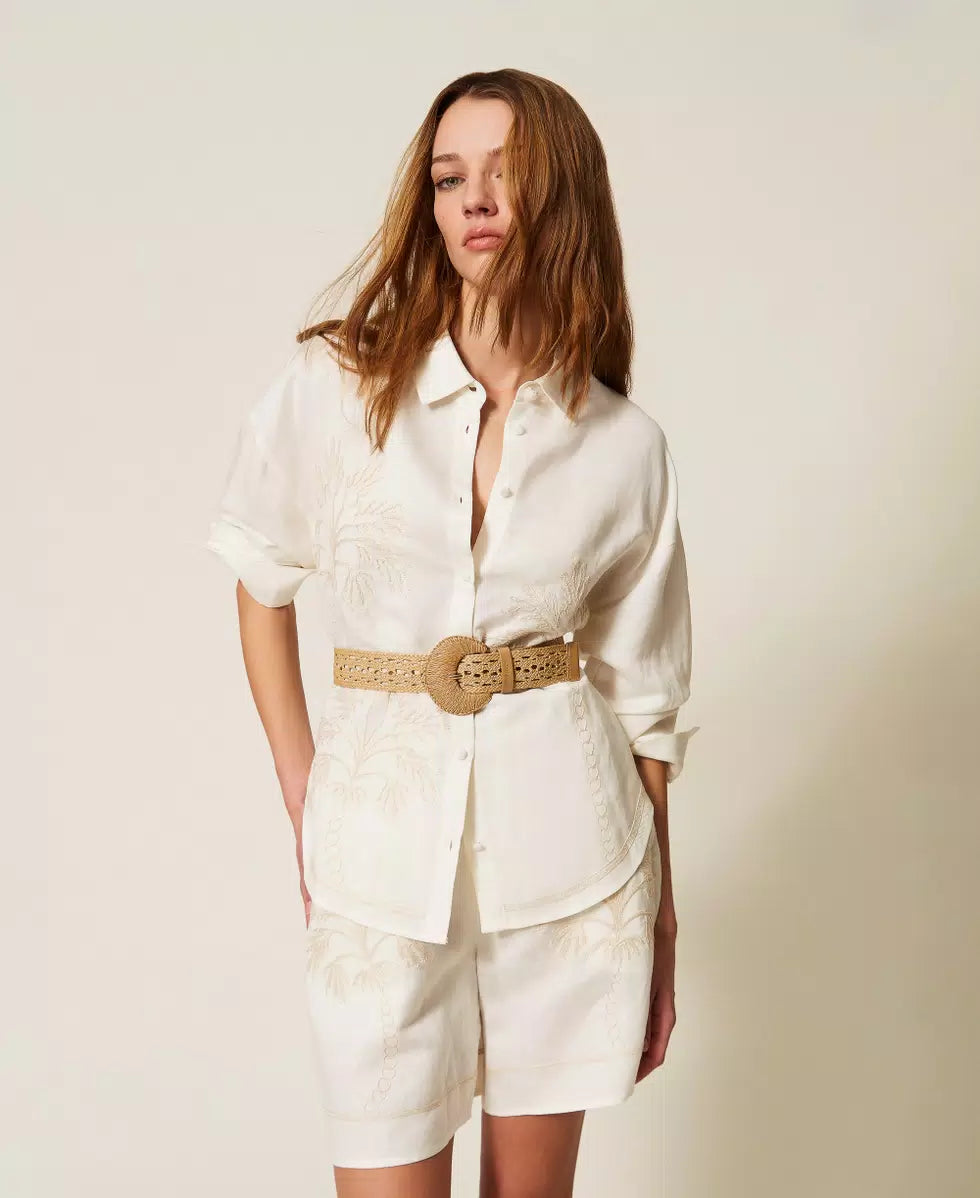 Camicia in misto lino con ricamo | TWINSET - PMC Portici
