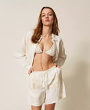Shorts in misto lino con ricamo | TWINSET - PMC Portici

