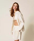 Shorts in misto lino con ricamo | TWINSET - PMC Portici

