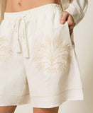 Shorts in misto lino con ricamo | TWINSET - PMC Portici


