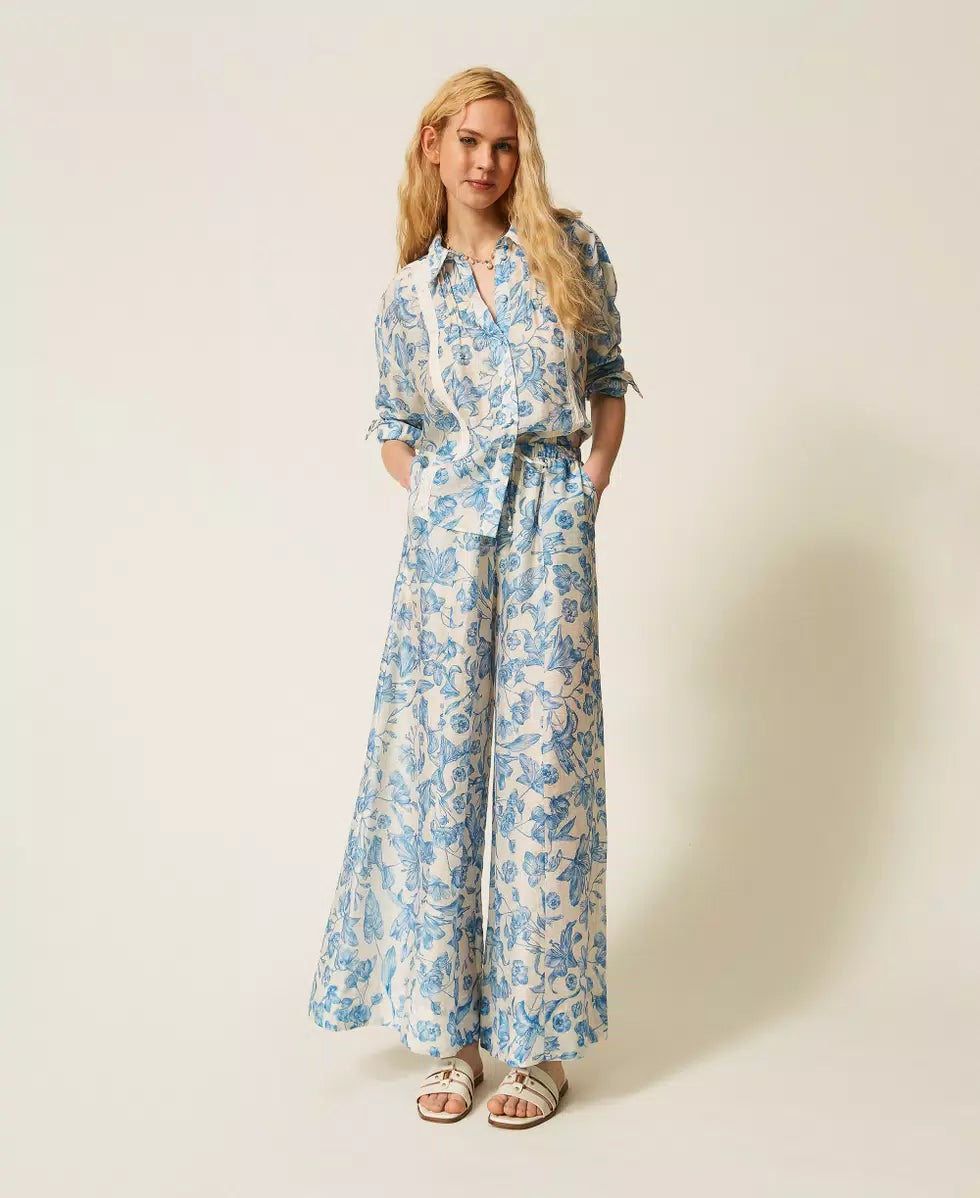 Pantaloni a palazzo a fiori | TWINSET - PMC Portici