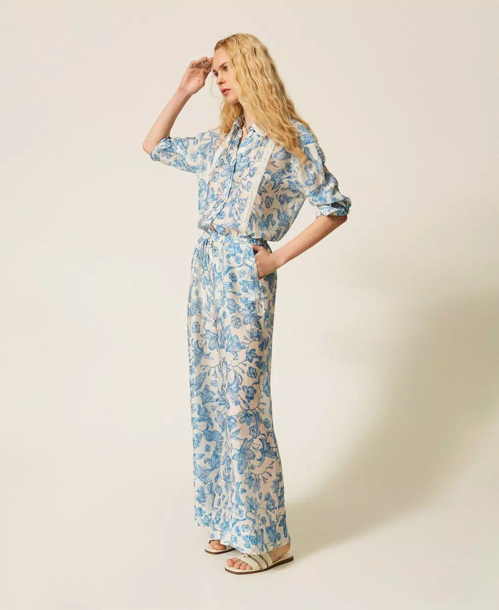 Pantaloni a palazzo a fiori | TWINSET - PMC Portici