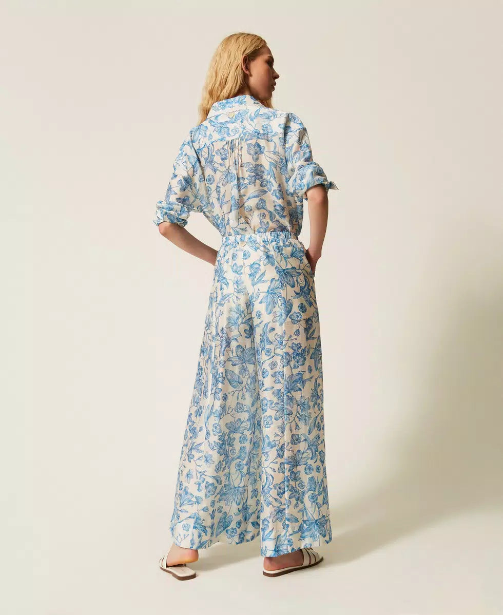 Pantaloni a palazzo a fiori | TWINSET - PMC Portici