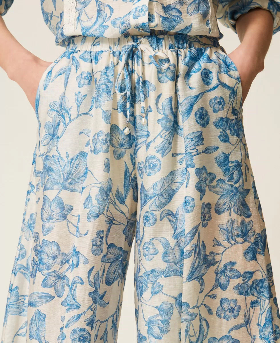 Pantaloni a palazzo a fiori | TWINSET - PMC Portici