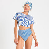 Bikini a fascia slip vita alta fantasia righe | TWINSET - PMC Portici
