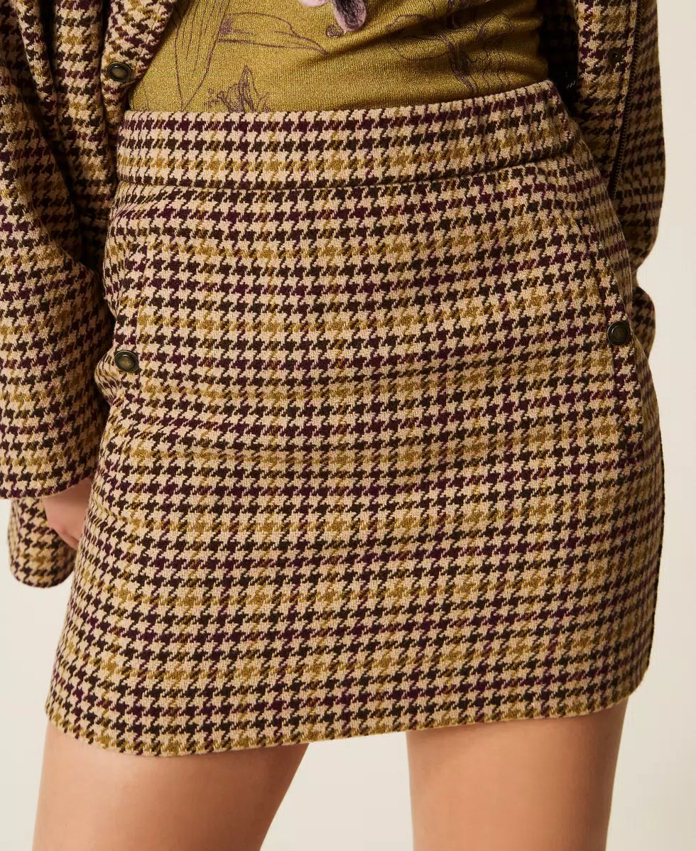 Gonna corta jacquard pied-de-poule | TWINSET - PMC Portici