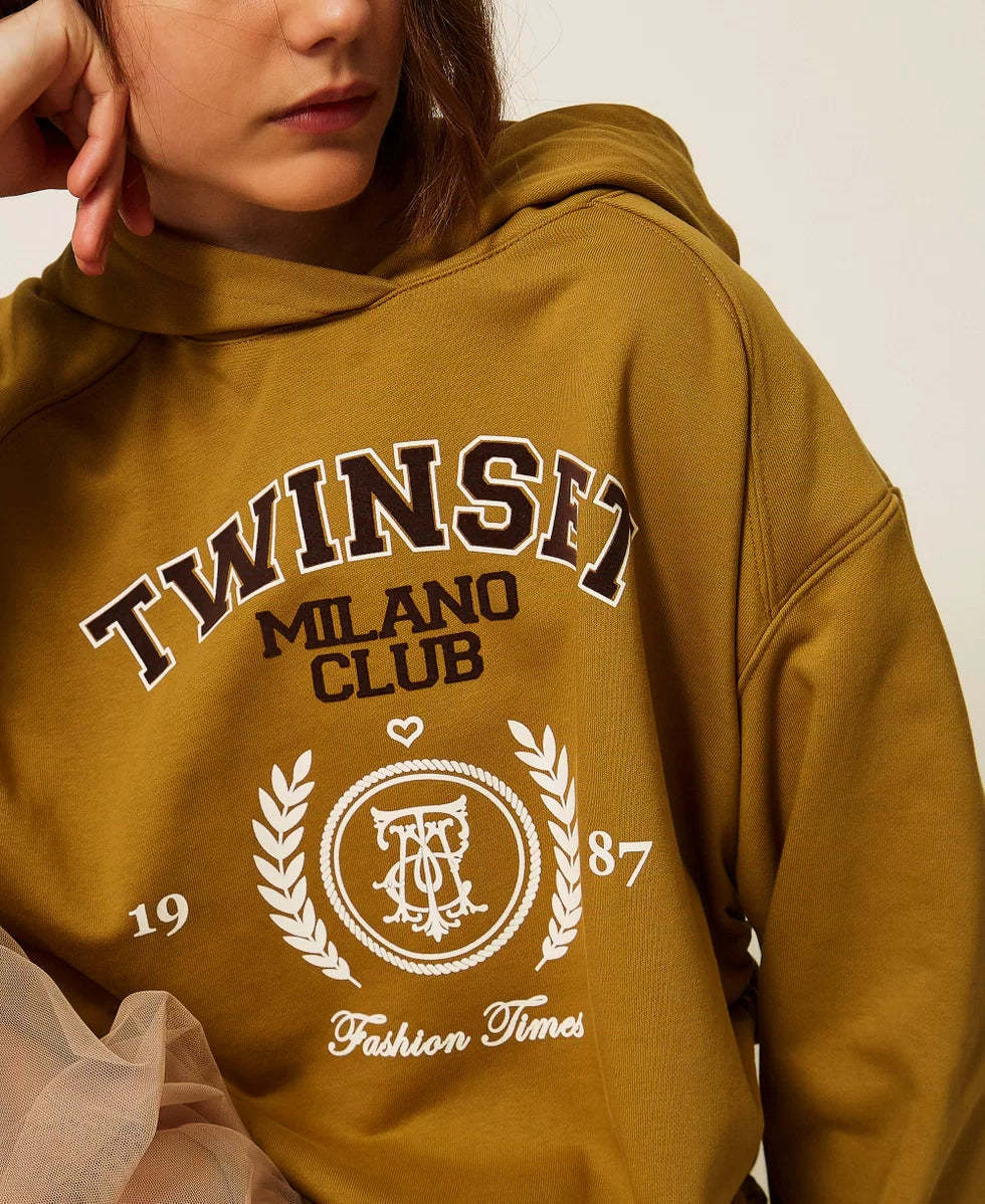 Felpa con cappuccio e stampa logo | TWINSET - PMC Portici