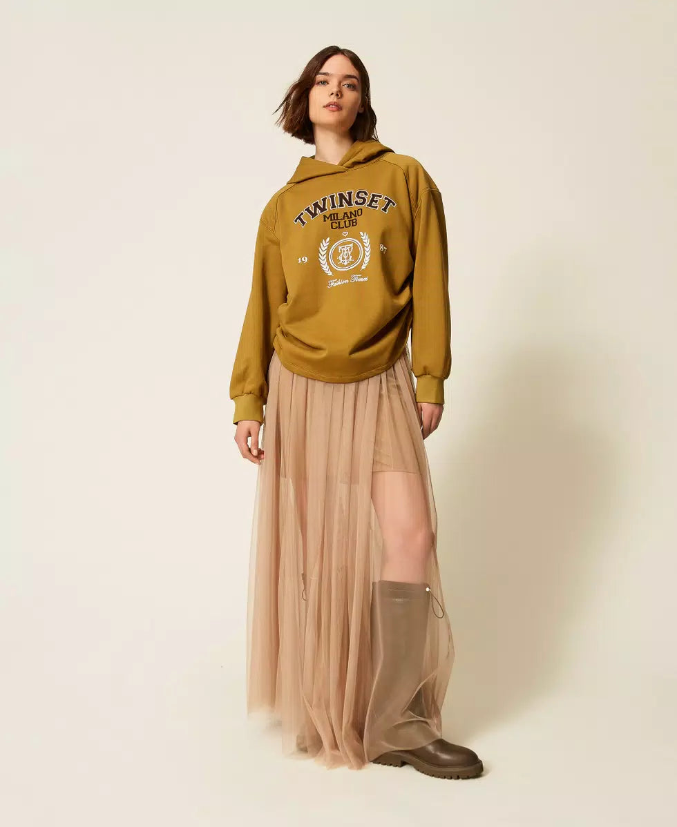 Felpa con cappuccio e stampa logo | TWINSET - PMC Portici