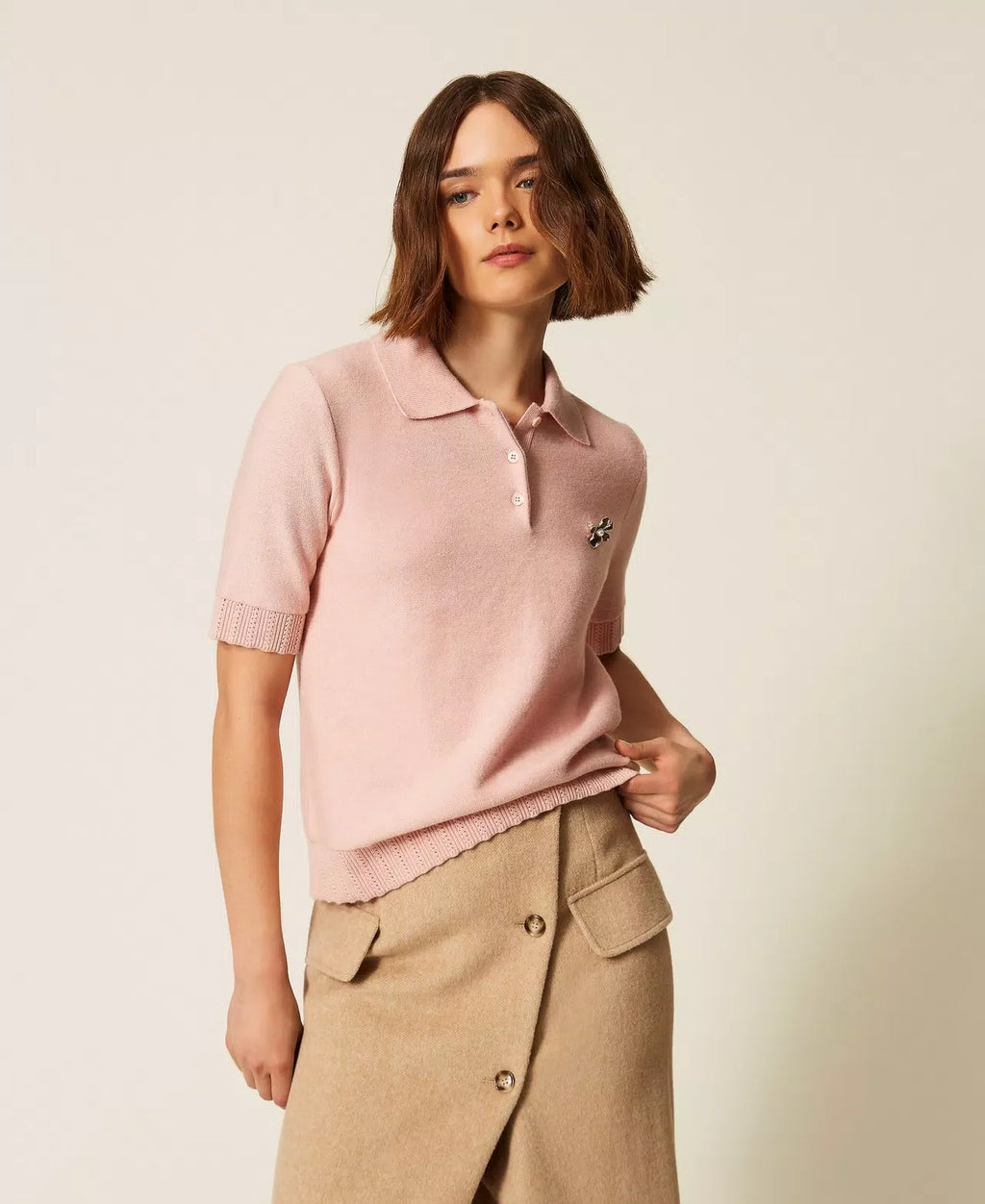 Maglia a polo con spilla | TWINSET - PMC Portici