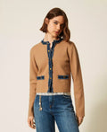 Cardigan fitted con passamaneria jeans | TWINSET - PMC Portici