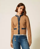 Cardigan fitted con passamaneria jeans | TWINSET - PMC Portici