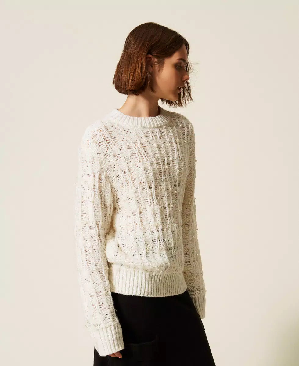 Maglia girocollo con perle | TWINSET - PMC Portici