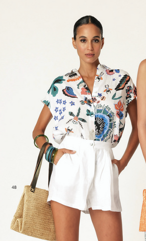 Camicia fantasia in  puro lino | Isa Belle - PMC Portici