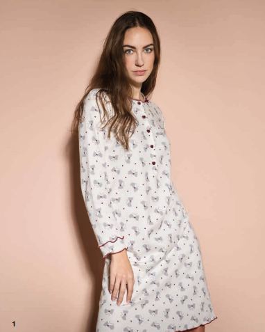 Camicia da notte stampa gatti in interlock | ETHEL - PMC Portici