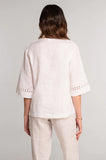 Blusa in puro lino manica 3/4 con macramè | Oscalito - PMC Portici

