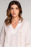 Blusa in puro lino manica 3/4 con macramè | Oscalito - PMC Portici

