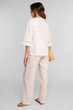 Blusa in puro lino manica 3/4 con macramè | Oscalito - PMC Portici

