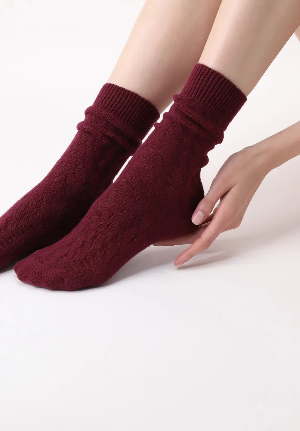 Calzino corto misto cashmere trecce