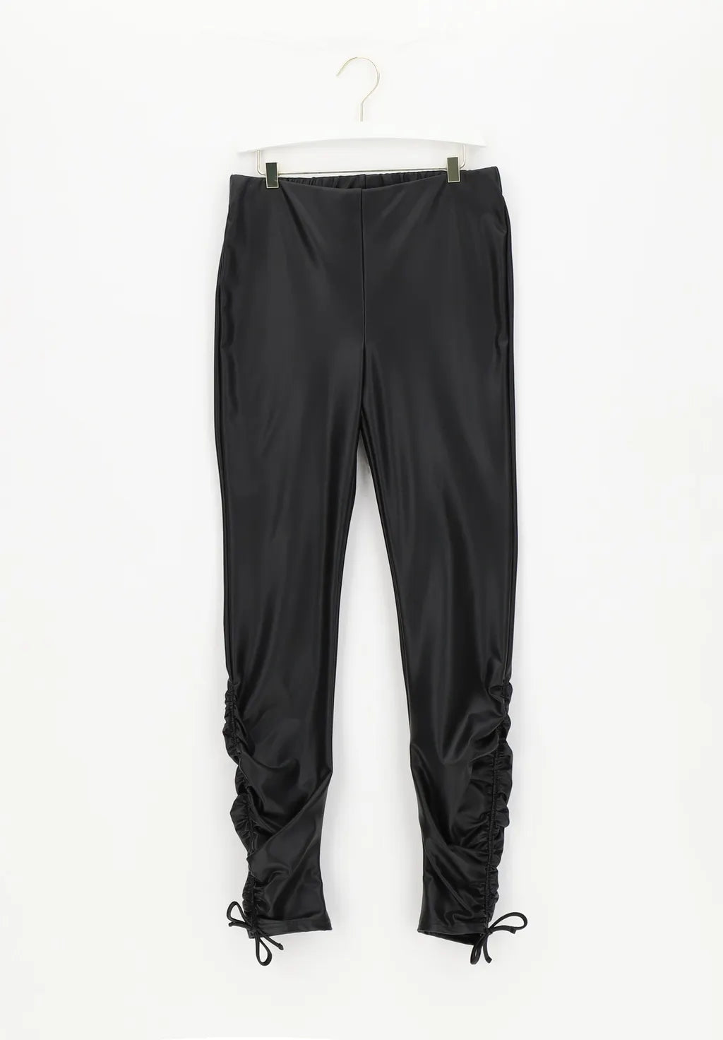 Leggings Skinny in Eco Pelle effetto Termico con Arricciature