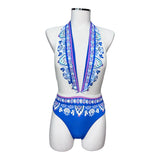 Costume intero stampa piazzata e strass