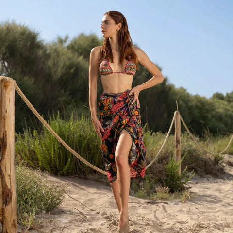 Pareo in seta stampa floreale | Laetitia Beachwear - PMC Portici