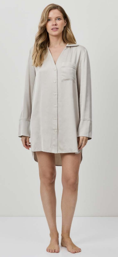 Camicia da notte tinta unita in raso  | ARUELLE - PMC Portici