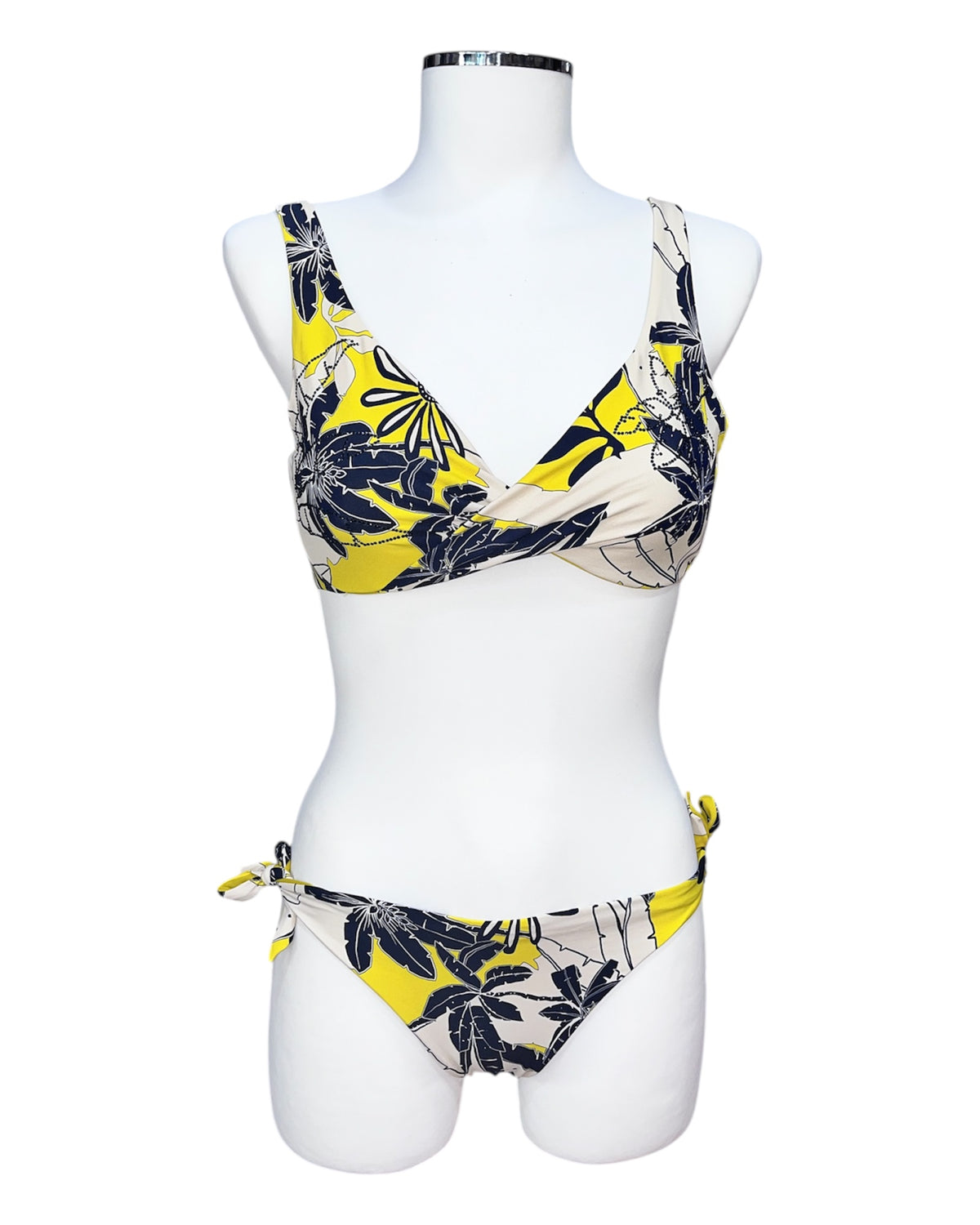 Bikini con ferretto fantasia foglie