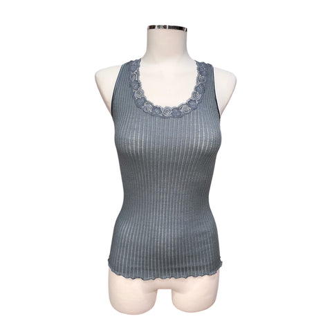 Canotta in lana e seta ajouré con pizzo Leavers | Oscalito-PMC Portici

