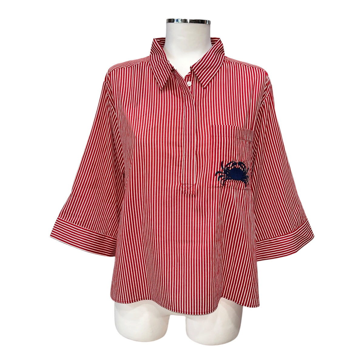 Camicia a righe con ricamo granchio | Gerry St Tropez - PMC Portici