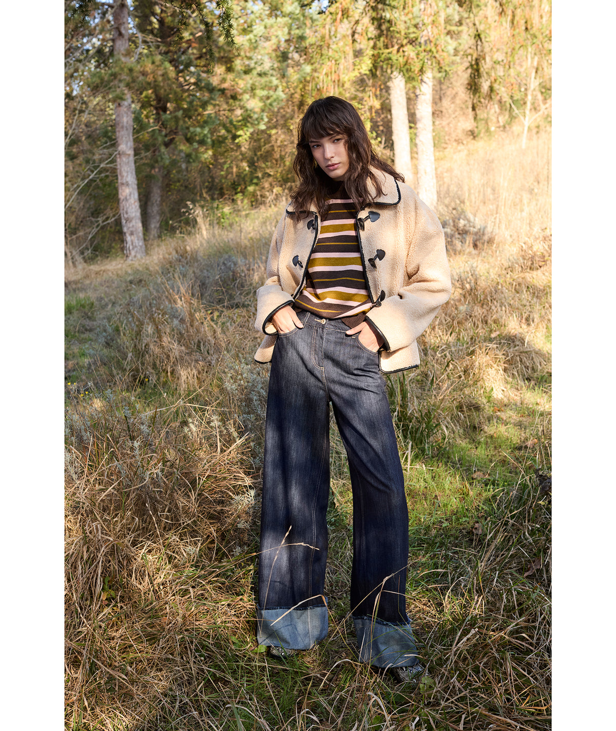 Jeans flare con risvolto