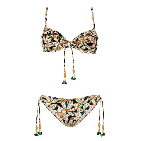 Bikini con ferretto stampa foglie in lycra lurex | Watercult - PMC Portici