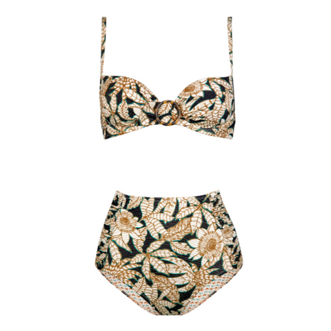Bikini con coppe stampa foglie lycra lurex | Watercult - PMC Portici
