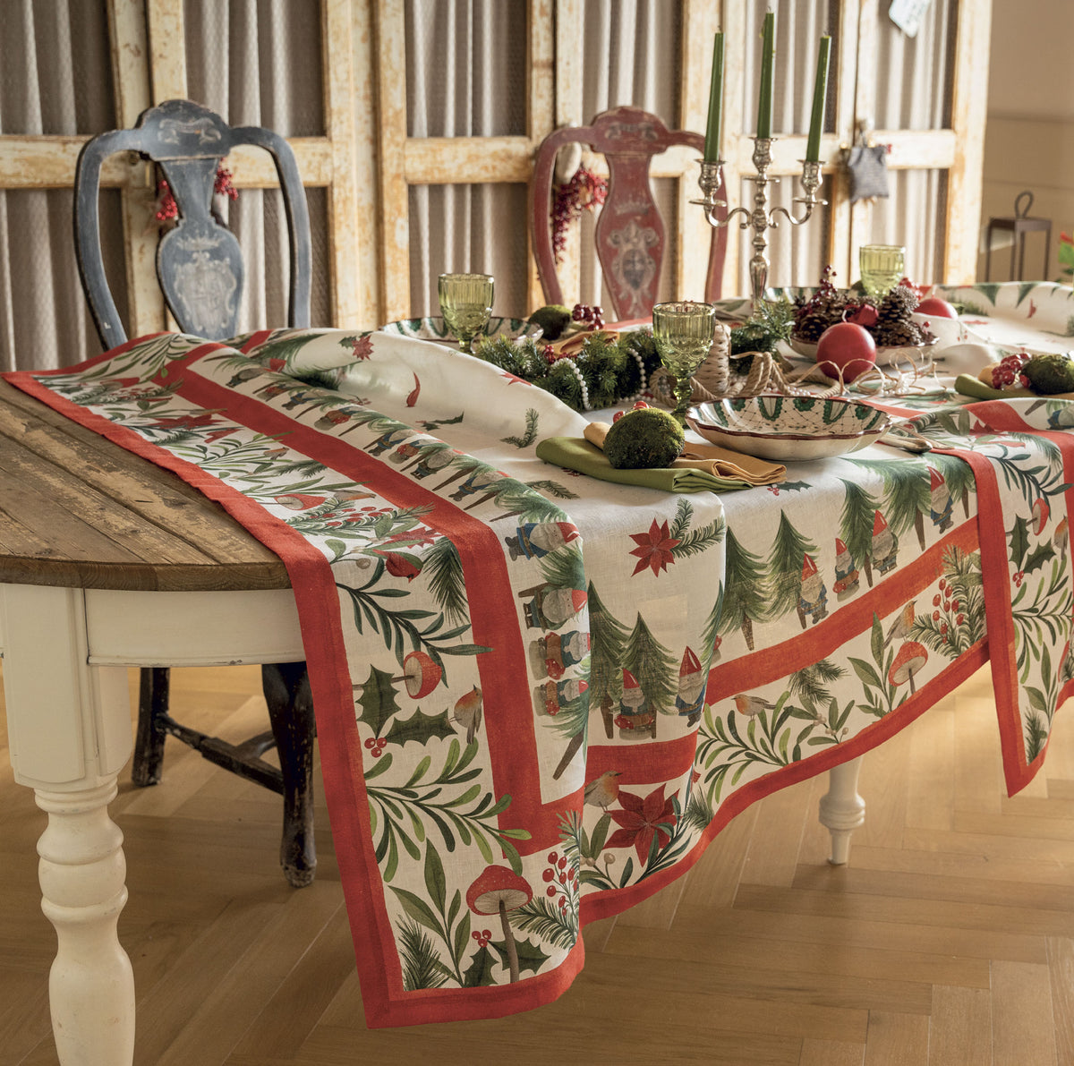 Tovaglia Natalizia Jolly Elf |Tessitura Toscana Telerie-PMC Portici