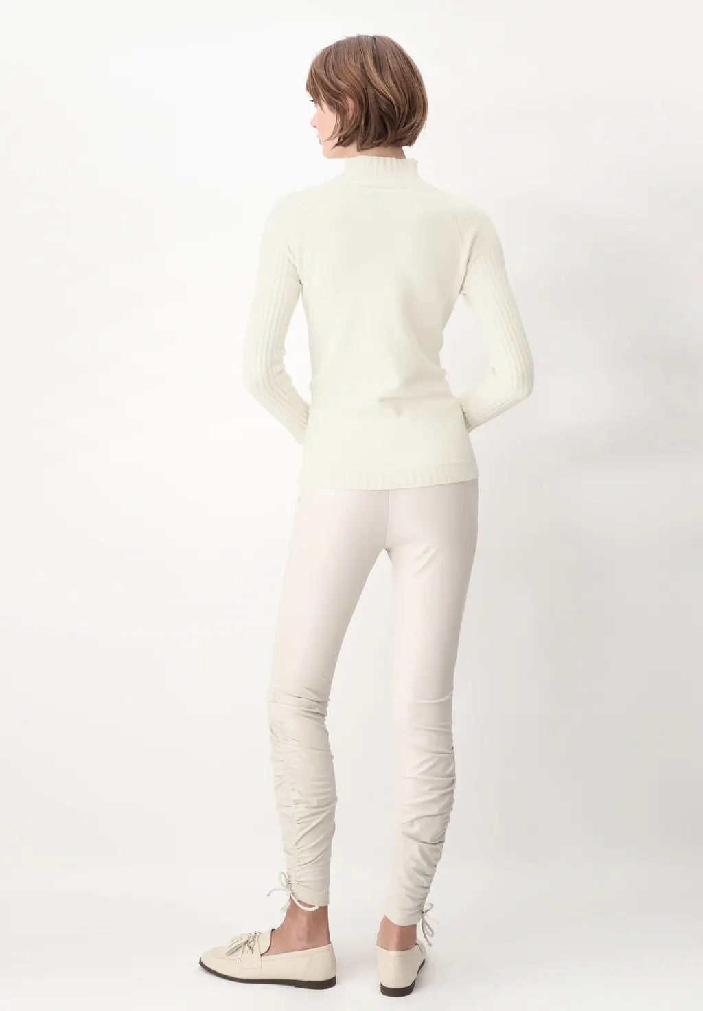 Leggings Skinny in Eco Pelle effetto Termico con Arricciature