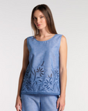 Blusa in lino con intaglio | Oroblù - PMC Portici