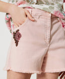 Shorts in bull con ricamo patch | TWINSET - PMC Portici