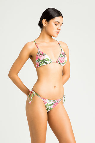 Bikini a triangolo con stampa e ricamo | TWINSET - PMC Portici