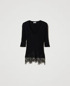 Maglia a costine con pizzo | TWINSET - PMC Portici