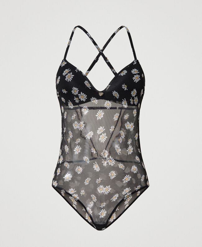 Body in tulle con stampa margherite | TWINSET - PMC Portici