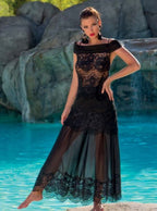 Gonna Lunga in Voile Piu' Top con Applicazioni di Macrame' di Cotton Club