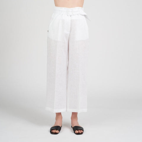 Pantaloni Vita Alta con Cintura di La Fabbrica del Lino. 