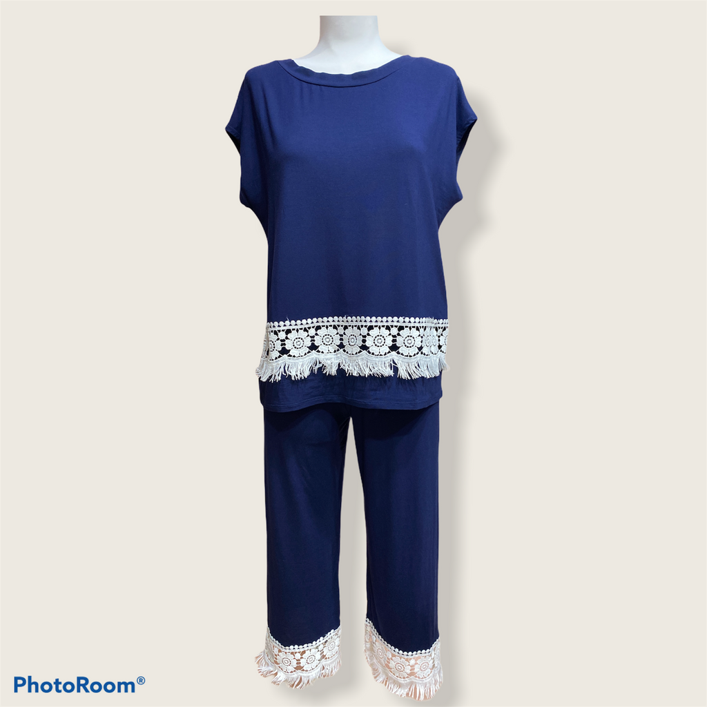 Pigiama Pinocchietto Inserti di Macramè Chiara Fiorini PMC Portici