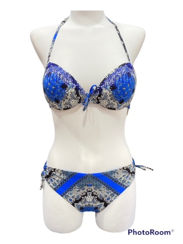 Bikini con coppa push up stampa foulard